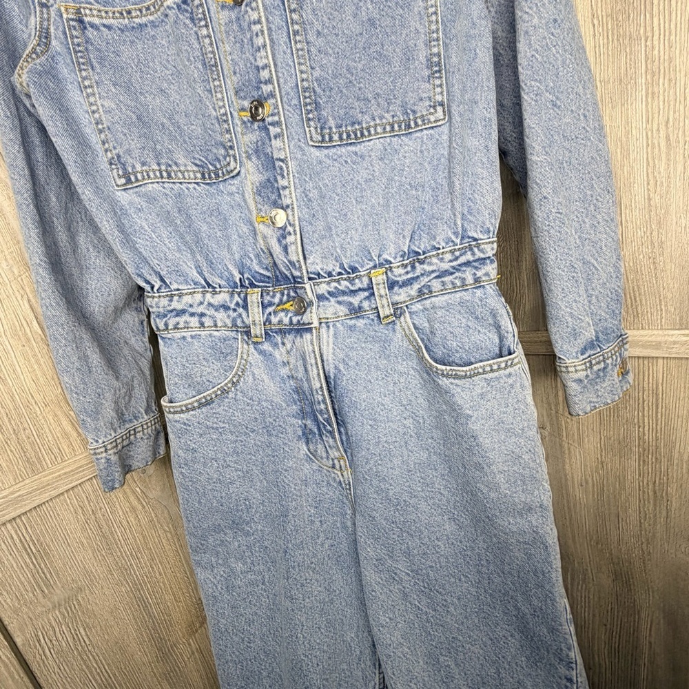 Zara Light Blue Denim Jumpsuit - Picture 4 of 8